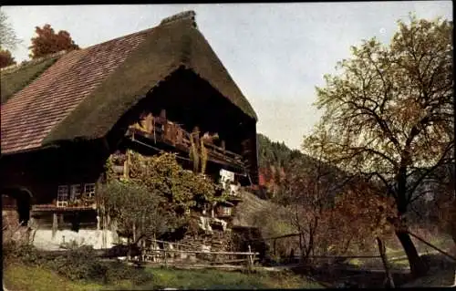 Ak Hornberg im Schwarzwald, Hasenbauernhof im Frombachtal, Herbst