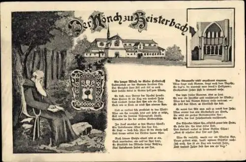 Ak Königswinter am Rhein, Kloster Heisterbach, Mönch, Wappen