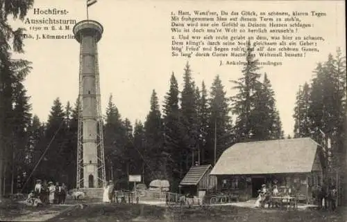 Ak Titisee Neustadt im Breisgau Hochschwarzwald, Hochfirst, Aussichtsturm, Gedicht Hast Wand'rer