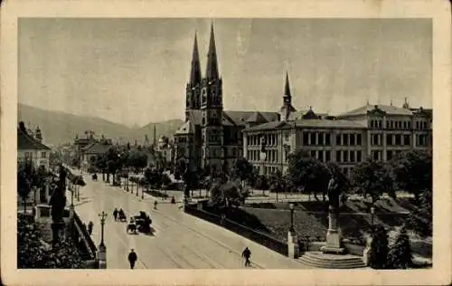 Ak Freiburg im Breisgau, Dreisam, Kirche, Denkmal