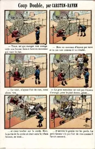 Künstler Ak Carsten-Rayen, Reklame, Biscuits Germain, Coup Double