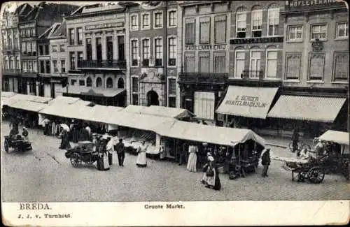 Ak Breda Nordbrabant Niederlande, Groote Markt