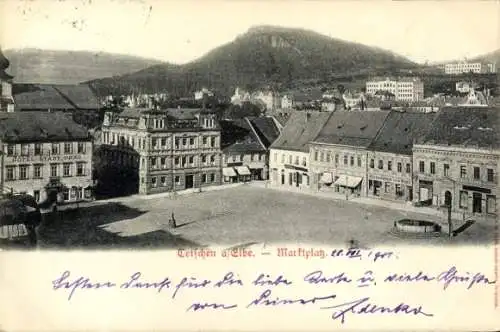 Ak Děčín Tetschen an der Elbe Region Aussig, Marktplatz