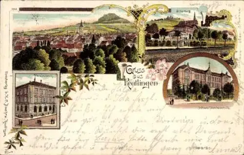 Litho Reutlingen, Höhere Töchterschule, Silberburg, Vereinsbank