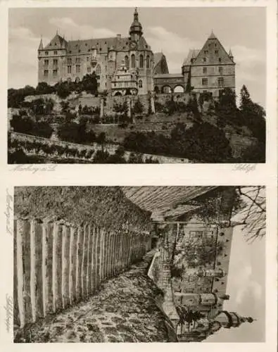 Set von 20 AK Marburg an der Lahn, zusammenhängend, im Umschlag, Landgrafenschloss,Blick auf Stadt 