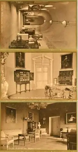 Set von 12 AK zusammenhängend, Weimar in Thüringen, Großherzogliches Schloss, Innenansichten