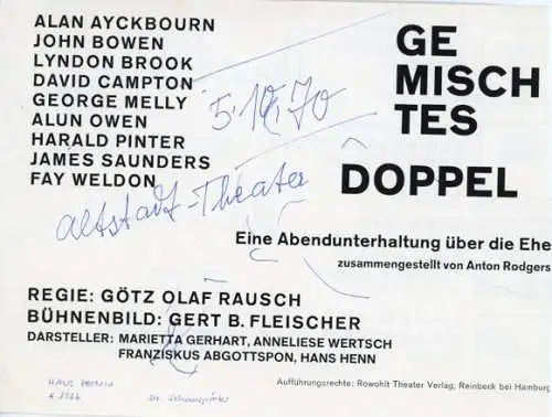 50 Papierstücke Autogramme Schauspieler