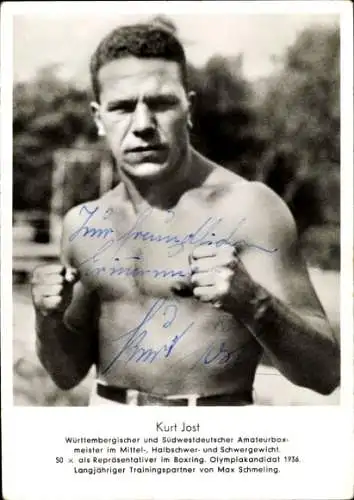 Ak Boxer Kurt Jost, Portrait, Autogramm