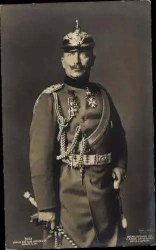 Ak Kaiser Wilhelm II., Standportrait in Garde Artillerie Uniform, Pickelhaube, Liersch 2021