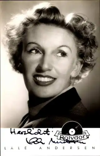 Ak Schauspielerin Lale Andersen, Portrait, Autogramm