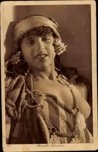 Ak Beaute bedouine, barbusige Araberin, Maghreb