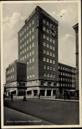 Ak Gera in Thüringen, Hochhaus, Handelshof, Stadtbank, Stadtsparkasse