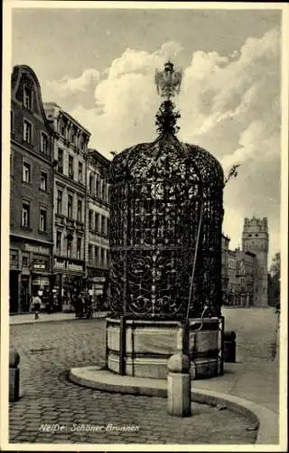 Ak Nysa Neisse Neiße Schlesien, Schöner Brunnen