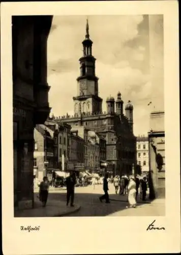 Ak Poznań Posen, Partie am Rathaus