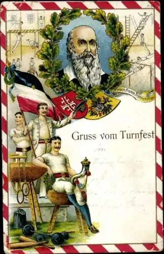 Ak Gruß vom Turnfest, Turner, Turnvater Jahn