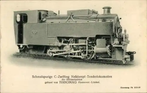 Ak Schmalspurige C-Zwilling Nassdampf Tenderlokomotive für Hüttenbetrieb, HANOMAG Hannover Linden