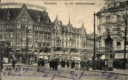 Ak Hannover in Niedersachsen, An der Bahnhofstraße, Litfaßsäule
