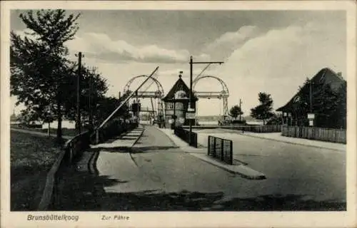 Ak Brunsbüttelkoog Brunsbüttel in Dithmarschen, Straßenpartie zur Fähre