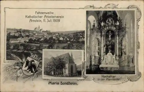 Ak Arnstein im Südharz, Fahnenweihe Katholischer Arbeiterverein 1909, Maria Sondheim