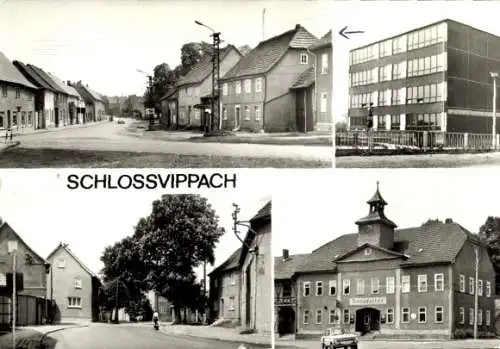 Ak Schloßvippach in Thüringen, Lange Straße, Polytechnische Oberschule, Sömmerdaer Straße