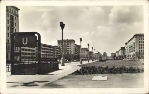 Ak Berlin Friedrichshain Kreuzberg, Stalinallee, U-Bahnhof Marchlewskistraße