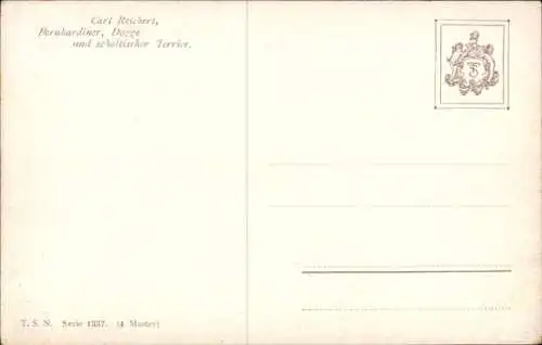 Künstler Ak Reichert, C., Bernhardiner, Dogge, schottischer Terrier