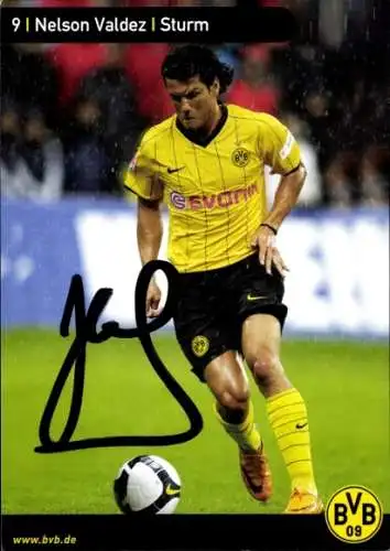 Autogrammkarte Fußballspieler Nelson Valdez, BVB 09, Autogramm