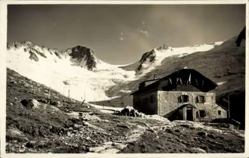 Ak Floitenkees Tirol, Blick auf die Greizer Hütte