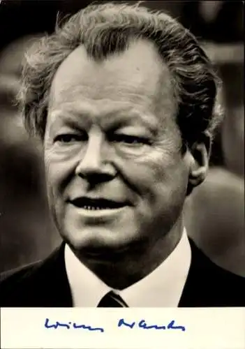 Ak Willy Brandt, Vorsitzender der SPD, Bundeskanzler, Porträt, Autogramm