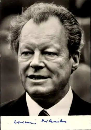 Ak Willy Brandt, Vorsitzender der SPD, Bundeskanzler, Porträt, Autogramm