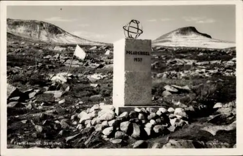 Ak Rana Norwegen, Polarcirkel 1937 Monument