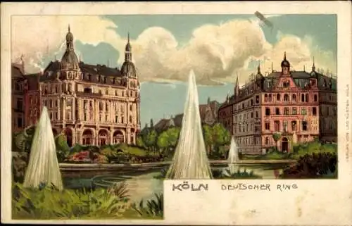 Litho Köln am Rhein, Deutscher Ring, Springbrunnen