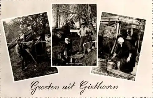 Ak Giethoorn Overijssel Niederlande, Volkstrachten