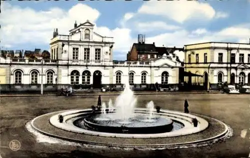 Ak Renaix Renaix Ostflandern, Place Winston Churchill, Bahnhof