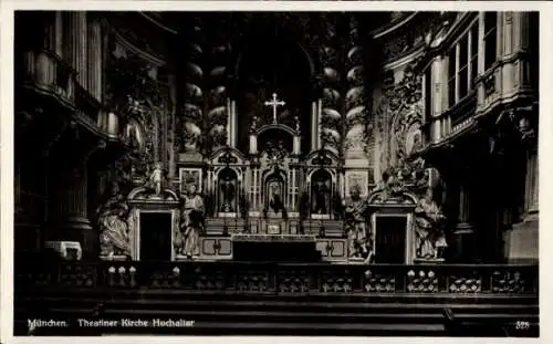 Ak München, Theatinerkirche, Innenansicht, Hochaltar