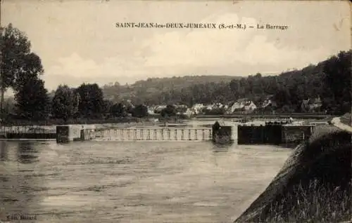 Ak Saint Jean les Deux Jumeaux Seine et Marne, la Barrage