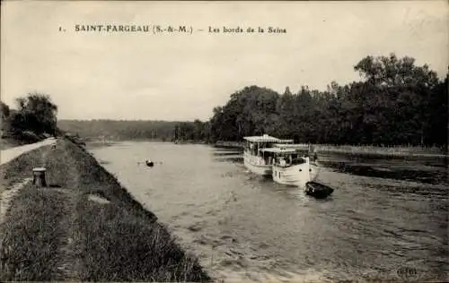 Ak Saint Fargeau Seine Port Seine-et-Marne, les bords de la Seine