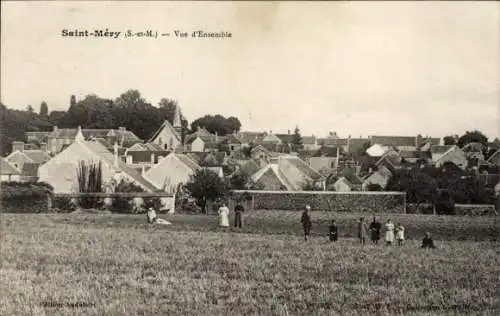 Ak Saint Méry Seine et Marne, vue d'ensemble