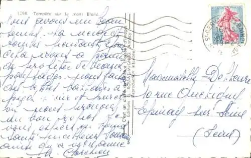 Ak Chamonix Mont Blanc Haute Savoie, Tempete sur le mont Blanc, Winter