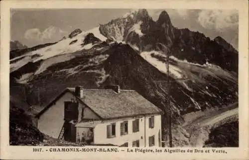 Ak Chamonix Mont Blanc Haute Savoie, La Flegere, les Aiguilles du Dru et Verte