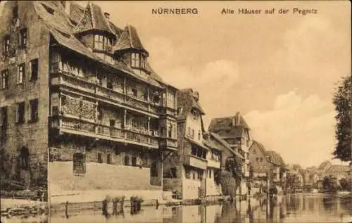 Ak Nürnberg in Mittelfranken, Pegnitz, Alte Häuser