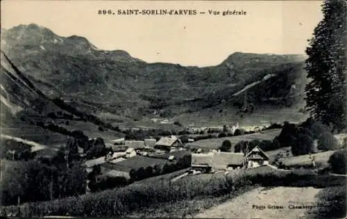 Ak Saint Sorlin d'Arves Savoie, vue générale de la ville