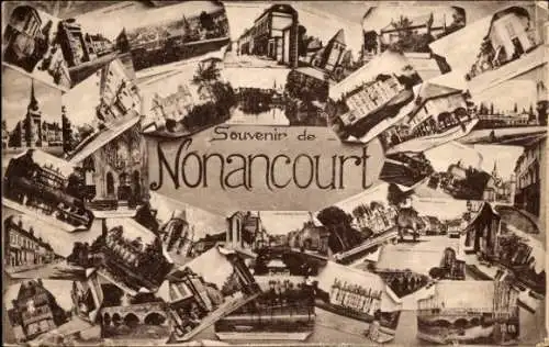 Ak Nonancourt Eure, Souvenir, Schloss, Kirche, Straßen