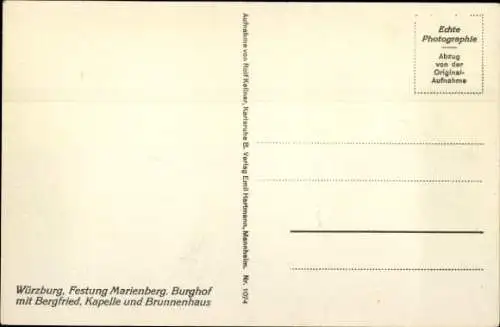 Ak Würzburg am Main Unterfranken, Feste Marienberg, Burghof, Bergfried, Kapelle, Brunnenhaus