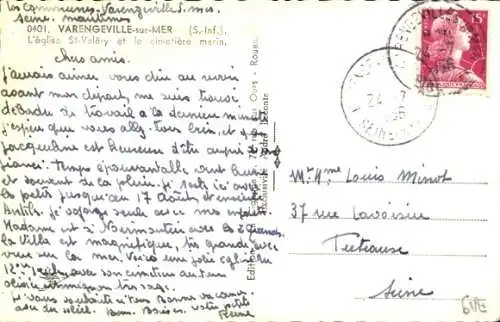 Ak Varengeville sur Mer Seine Maritime, Eglise St. Valery, Cimetiere marin