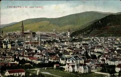 Ak Freiburg im Breisgau, Blick vom Loretto