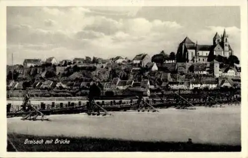 Ak Breisach am Oberrhein, Panorama, Brücke