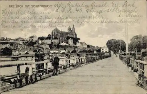 Ak Breisach am Oberrhein, Teilansicht, Brücke