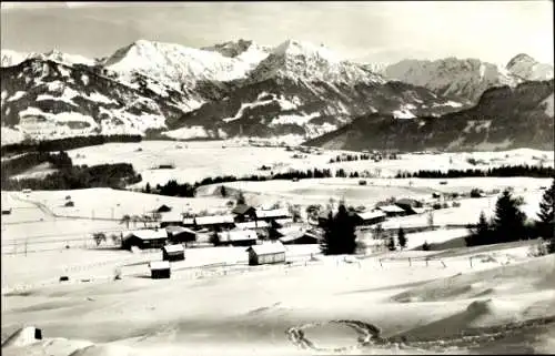 Ak Sonderdorf Bolsterlang Fischen im Allgäu in Schwaben, Panorama, Schnee, Berge