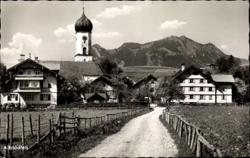 Ak Altstädten Sonthofen im Allgäu, Teilansicht, Kirche, Grünten